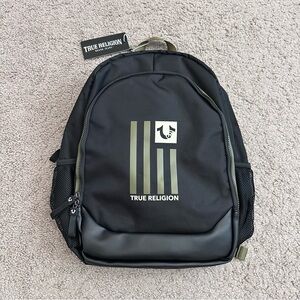 True Religion Ripley Black Backpack Horseshoe Flag Logo